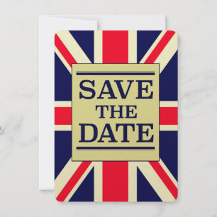 Spara datum Vintage Union jack Inbjudningar