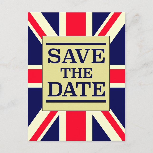 Spara datum Vintage Union jack Vykort (Framsida)