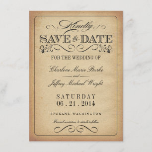Spara datum - Vintagens Rustic Parchment Datumet