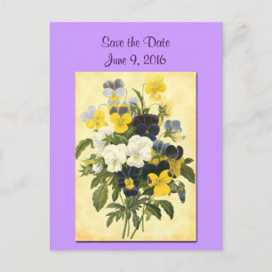 Spara datum Violets och Pansy Postkort Meddelande Vykort