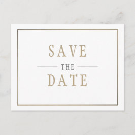 Spara datum Vit Guld Enkel Bröllop Inbjudan Vykort