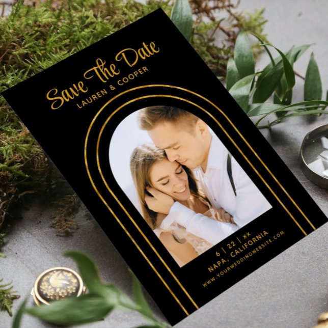 Spara datum Vit Guld Snyggt Art Deco Bröllop (Skapare uppladdad)