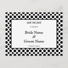 Spara datum - vykort för svart polka-punkt