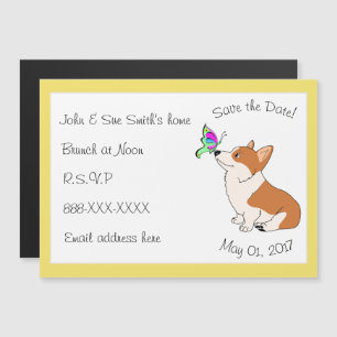Spara datum Welsh Corgi Magnetisk Inbjudningskort