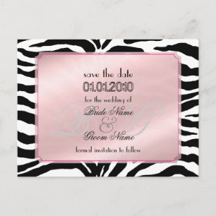 Spara datum, zebra + monogram meddelande vykort