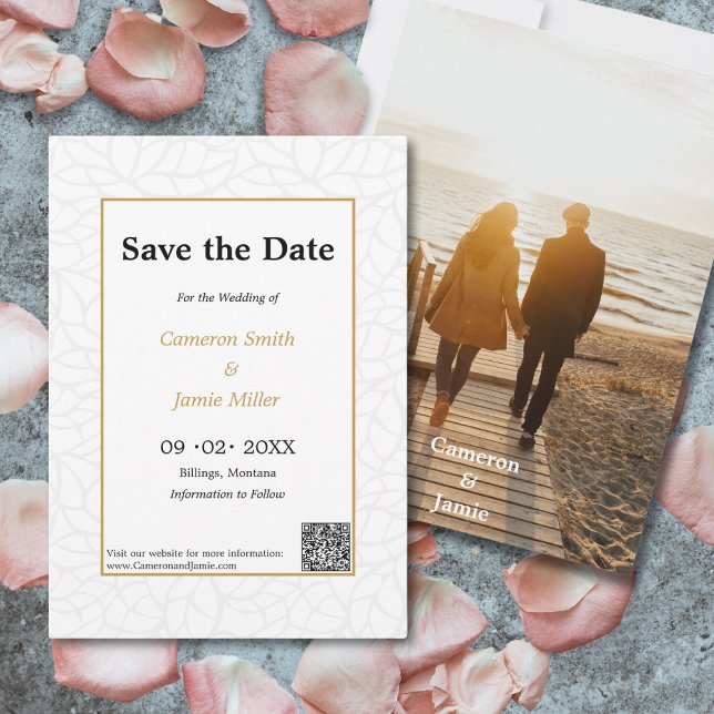 Spara datumangivelsen Aztek Guld Färg Inbjudningar (Botanical Save The Date Aztek Gold Color Accents Invitation)