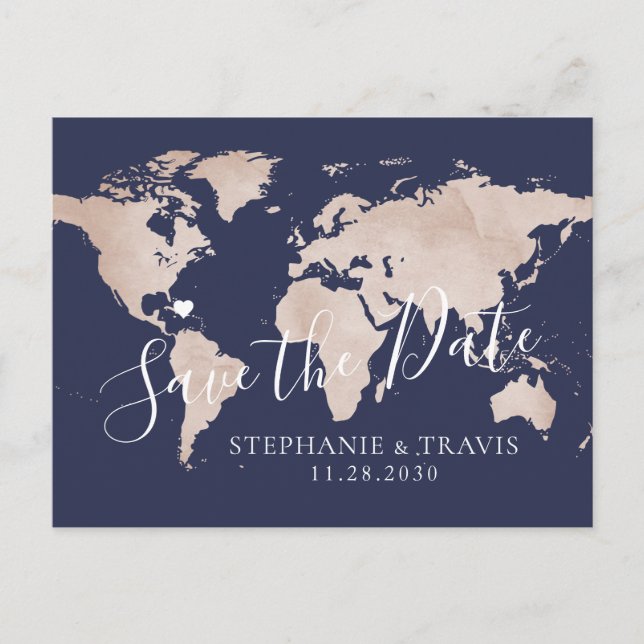 Spara datumangivelsen för Guld-världskartan Ro Spa Meddelande Vykort (Framsida)