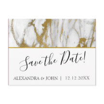 Spara datumangivelsen Vit och Guld Elegant Marble