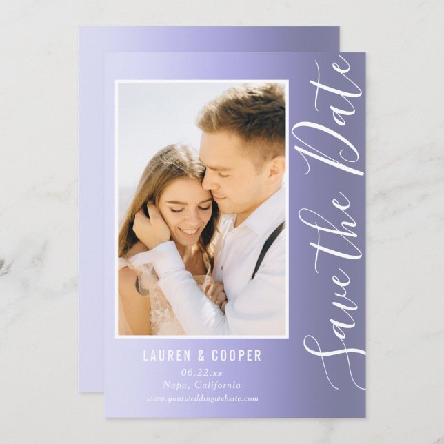 Spara datumblått Snyggt i Modern Bröllop (Fram/baksida)