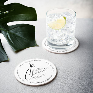 Spara datumCheer! Fria drycker och Bröllop Underlägg Papper Rund