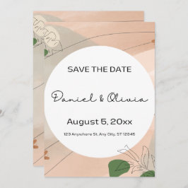 Spara datumen inbjudan till Beige Grönt Abstrakt 