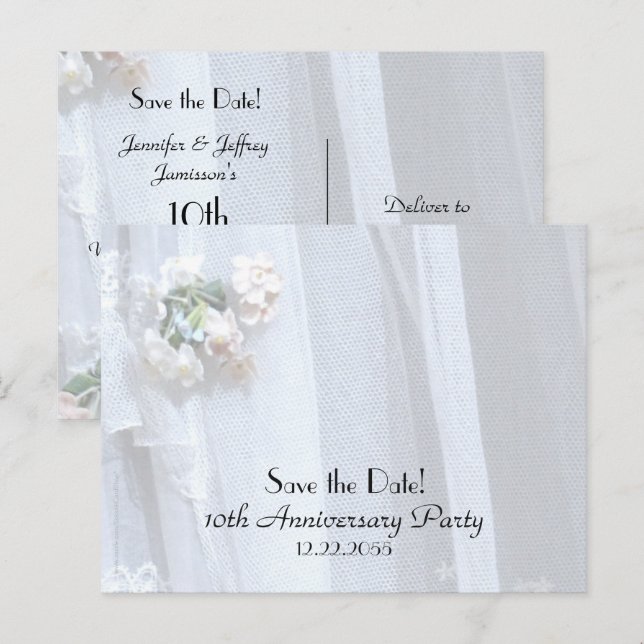 Spara datumet 10-årsjubileumsfirande meddelande vykort (Fram/baksida)