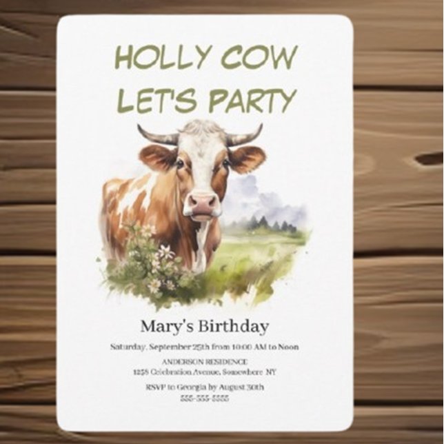 spara datumet 50:e födelsedagskon inbjudningar (Celebrate a milestone with our charming 50th Birthday cow invitation!)