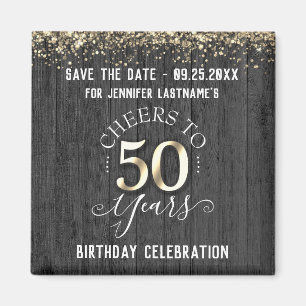 Spara datumet 50:e Guld-födelsedagen Magnet