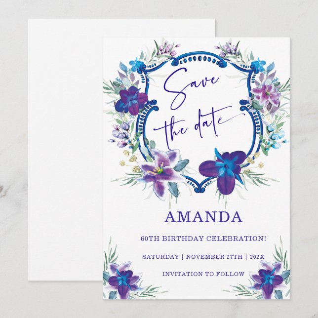 Spara datumet 60-årsdag inbjudningar (Fram/baksida)