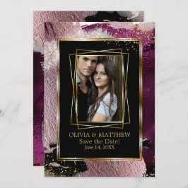 spara datumet | Abstrakten Photo Bold Black Cassis Inbjudningar