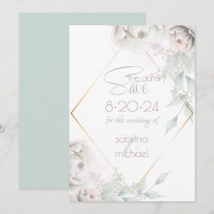spara datumet Alabaster White Watercolor Peonies