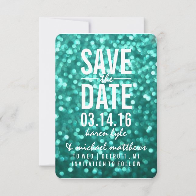 Spara datumet | Aqua Lit Glitter Fab (Framsida)