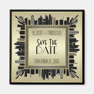 Spara datumet Art Deco Champagne Guld Gatsby Glam Magnet
