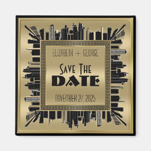 Spara datumet Art Deco Gatsby Glamor Guld Black Magnet