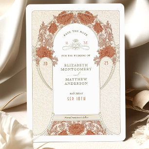 Spara datumet Art nouveau William Morris-inbjudan Inbjudningar