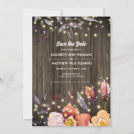 Spara datumet. Barn Wood Autumn Flowers Photo Card Datumet