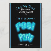 Spara datumet Bassäng Party Födelsedagsfest inbjud