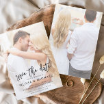 Spara datumet Bild Photo Bröllop<br><div class="desc">Insyn som täcker anpassningsbar- och personlig-foto på framsidan och baksidan av eleganten och moderna Spara datumbröllopsinbjudningar - innehåller vacker och elegant skripttypografi för den speciella Bröllopsdagen firande.</div>