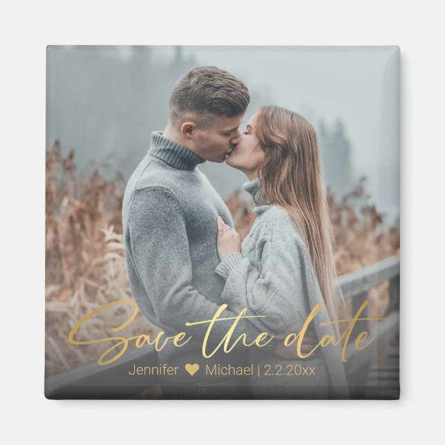 spara datumet, bilden av den gyllene handskriften  magnet (Framsidan)