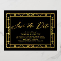 Spara datumet Black Guld dekorativt Ram