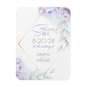 spara datumet Blek Lilac Watercolor Peonies Magnet