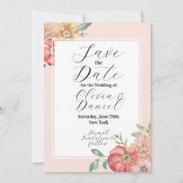 Spara datumet blomster sommar blommor akvarell