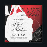 Spara datumet - Bride and Groom - Red Magnet<br><div class="desc">Spara datummagneterna för Personlig. Underbar för Bröllopsfesten, repetition, Möhippa, Bachelorette Party m.fl. Leta efter mer design och färg i min butik. Om det behövs kan du ta bort all text och börja om från början med egna alternativ för text, färg och teckensnitt med Zazzle-designområdet i verktyg. Obs! Alla mallområden behöver...</div>