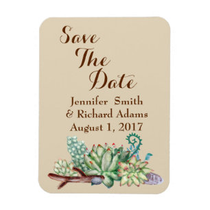 Spara datumet Bröllop Cactus Succulents Magnet