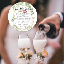 spara datumet bröllop guld och löv i läppar