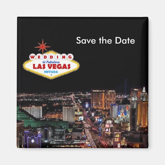 Spara datumet BRÖLLOP i Las Vegas Magnet (Framsidan)
