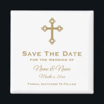 Spara datumet Bröllop Magnet : Religiösa Kor<br><div class="desc">Christian Kor personlig Spara magnet Date bröllop i vitt med guld-bokstäver. Anpassadet är fullt ut. Bakgrunden till färg kan ändras. Designad av Heard_.</div>
