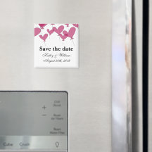 Spara datumet bröllop magnet | Röda hjärtballonger
