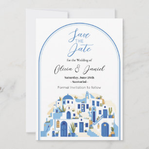 Spara datumet bröllop Santorini Greece Blue White