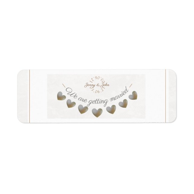 Spara datumet bröllop snöre och hjärtklappning returadress etikett (Framsidan)