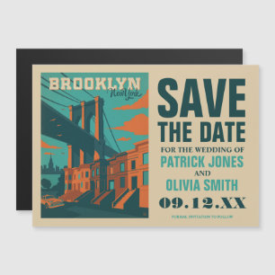Spara datumet Brooklyn, NY Magnetisk Inbjudningskort