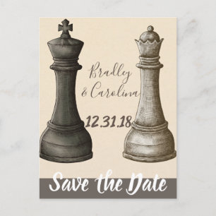 Spara datumet Chess Kung Queen Meddelande Vykort
