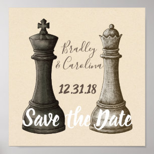Spara datumet Chess Kung Queen Poster