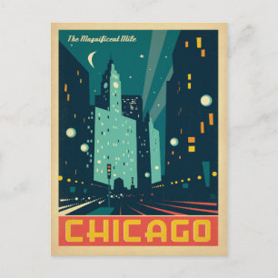 Spara datumet Chicago, IL The Magnificent Mile Meddelande Vykort