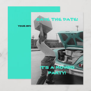 SPARA DATUMET DET ÄR ETT FLYTTA PARTY FUNNY PHOTO- INBJUDNINGAR