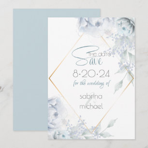spara datumet Dusty Blue Watercolor Peonies