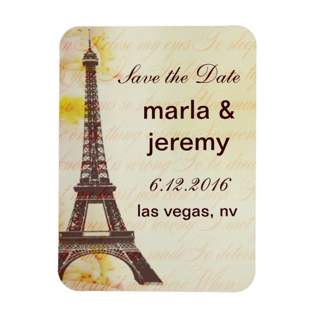 Spara datumet Eiffel Torn stil Magnet (Vertikal)