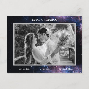 Spara datumet Elegan Space Celestial Bröllop Cute Helg Vykort
