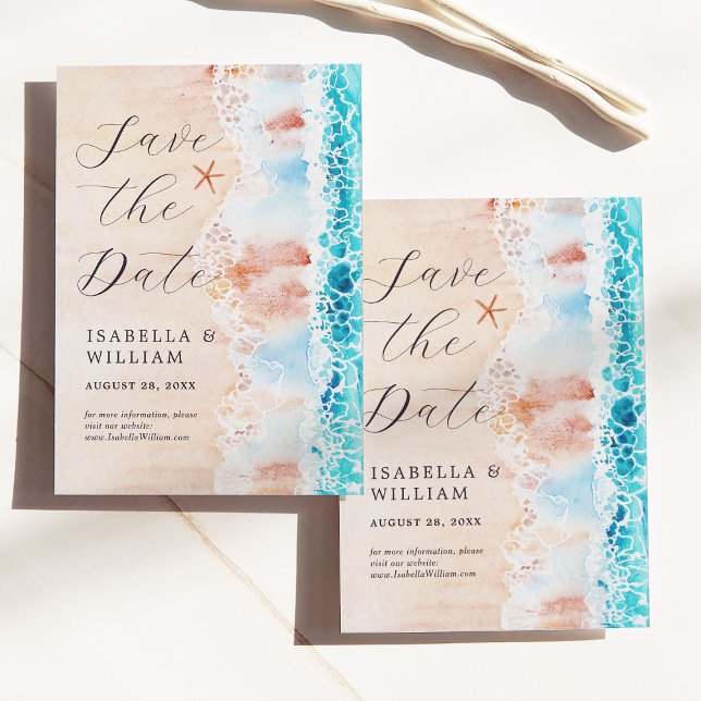 Spara datumet Elegant akvarell strandmålning (Skapare uppladdad)