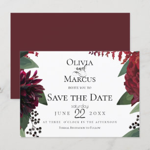 SPARA DATUMET Elegant Burgundy Marsala Blommigt Inbjudningar